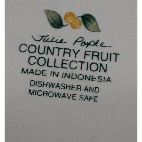 Vintage Julie Pople Avon COUNTRY FRUIT  Porcelain Large Rim Soup Bowls Set of 4 - Picture 10 of 16